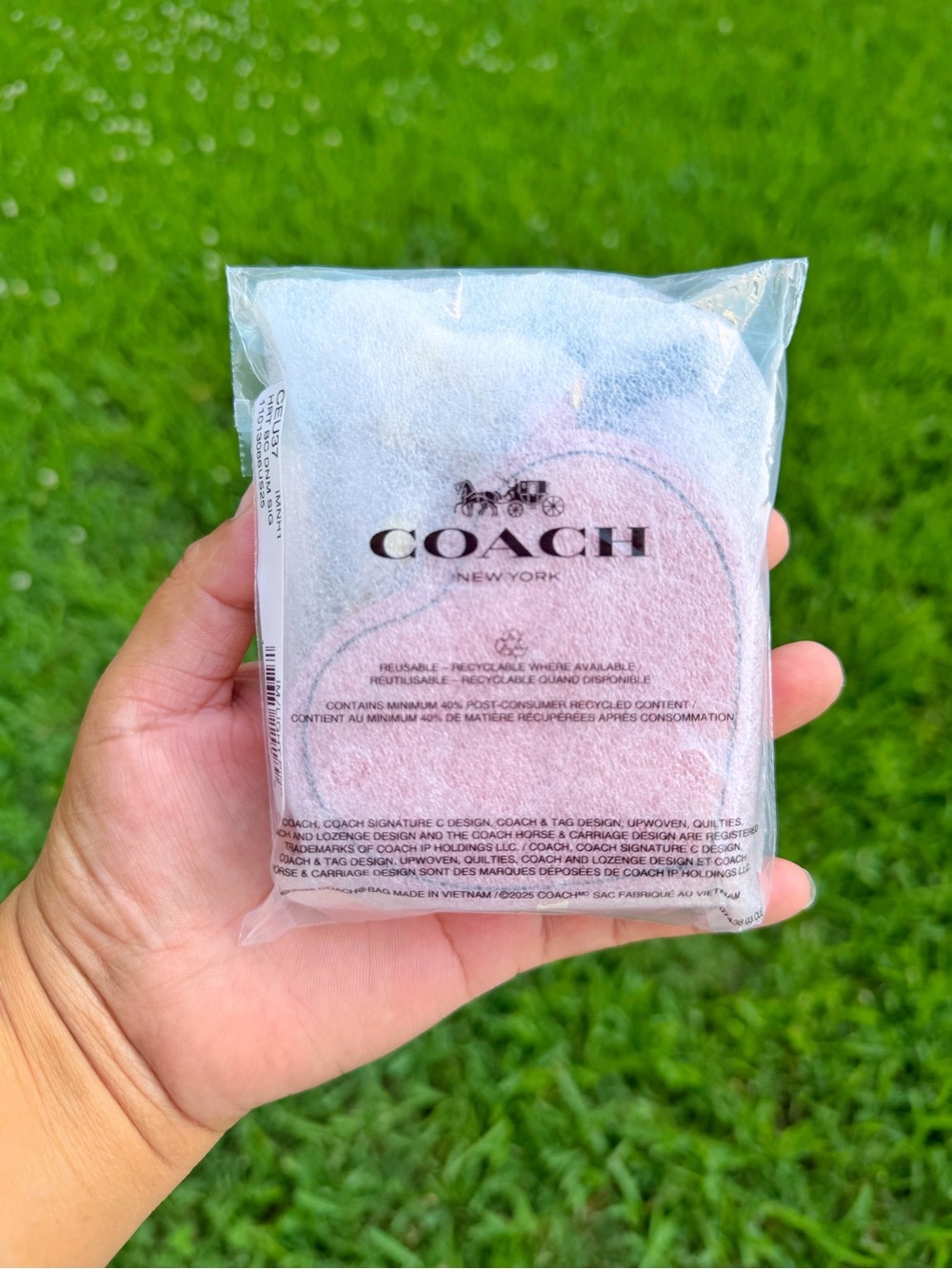 Coach Heart Bag Charm In Light Pink Signature Denim